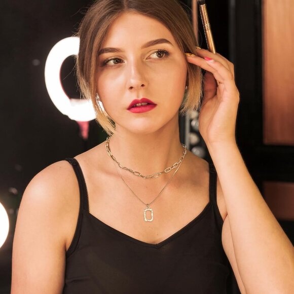 Layered Necklace for Women Gold Chunky Necklace Stack Multilayered Bar Pendant - Picture 5 of 7